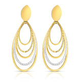 14K Yellow & White Gold Diamond Cut & Polished Oval Multi-Layered Dangle Earring